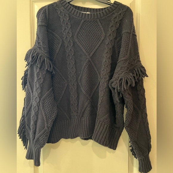 XL TIME AND TRU GORGEOUS BOHO BLACK KNIT LONT SLEEVE PULLOVER - Picture 4 of 8